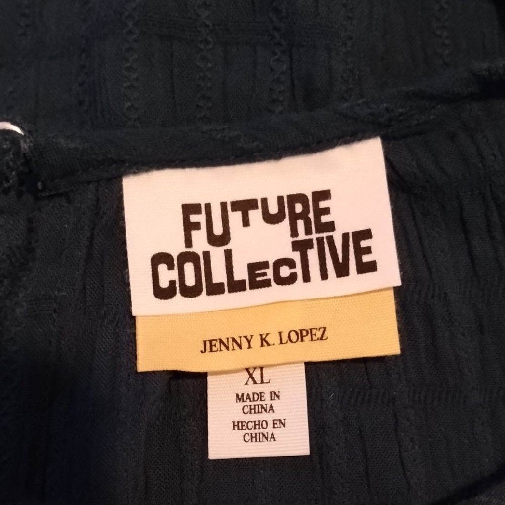 Future Collective Jenny Lopez  Women's XL Short Sleeve Cinched Crop Top Teal - Picture 4 of 7